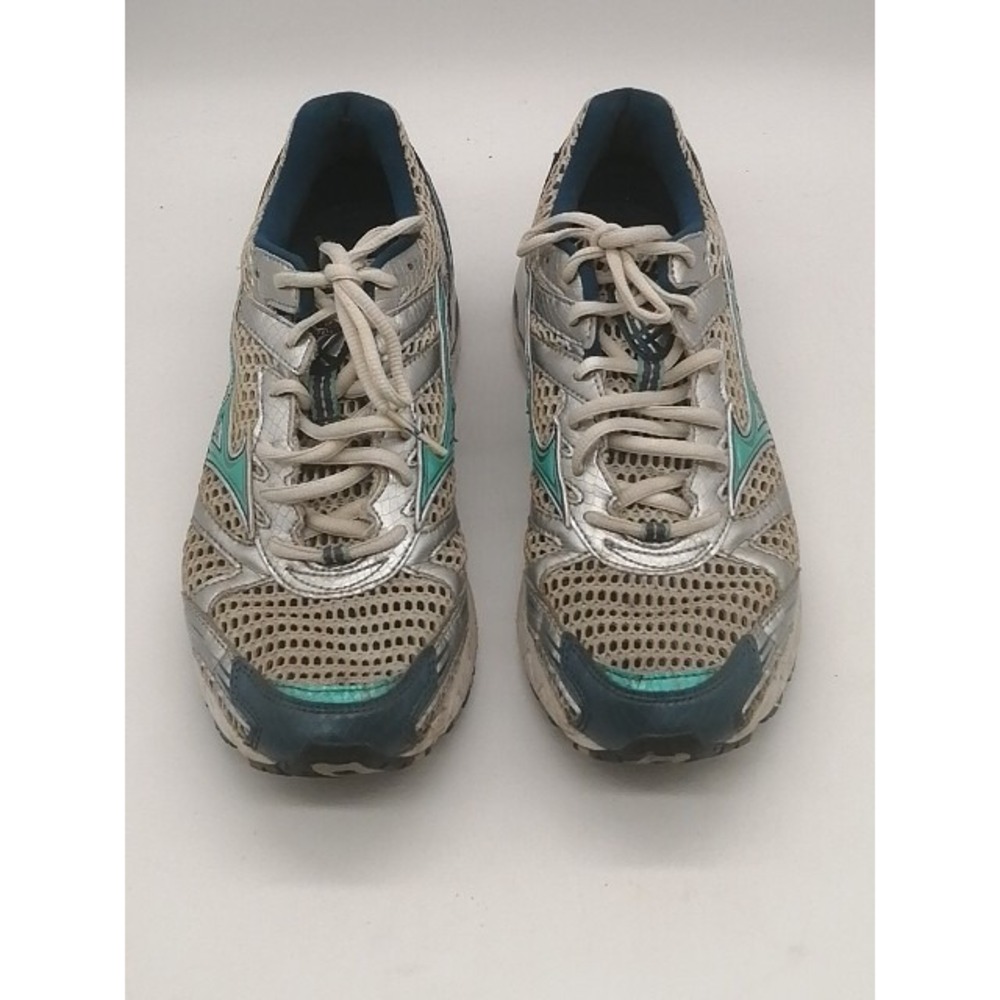 Mizuno Sneakers Womens Wave Rider 14 Gray Blue 9 Running Shoes Athletic Comfort